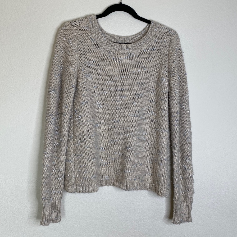 Banana Republic knitted open back tan silver sweater medium